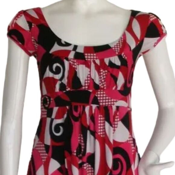 B-WEAR TOO! Dress, Jr M, Swirly Polka dot busy pattern, Short sleeves - Picture 2 of 13